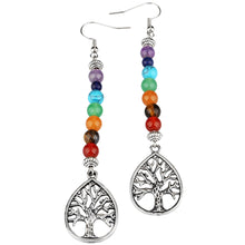 Load image into Gallery viewer, Tree of life alloy base earrings with natural stones