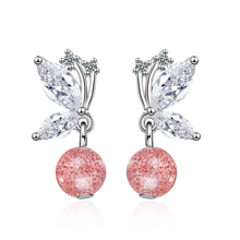 Load image into Gallery viewer, Women's crystal butterfly stud earrings for women