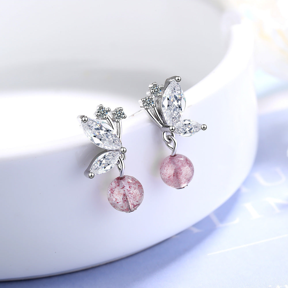 Women's crystal butterfly stud earrings for women