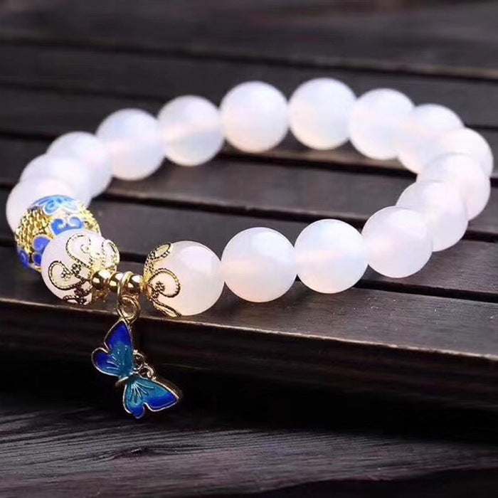 Natural white agate bracelet