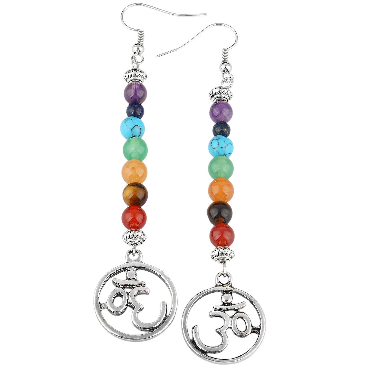 Tree of life alloy  base earrings with natural stones