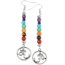 Load image into Gallery viewer, Tree of life alloy  base earrings with natural stones
