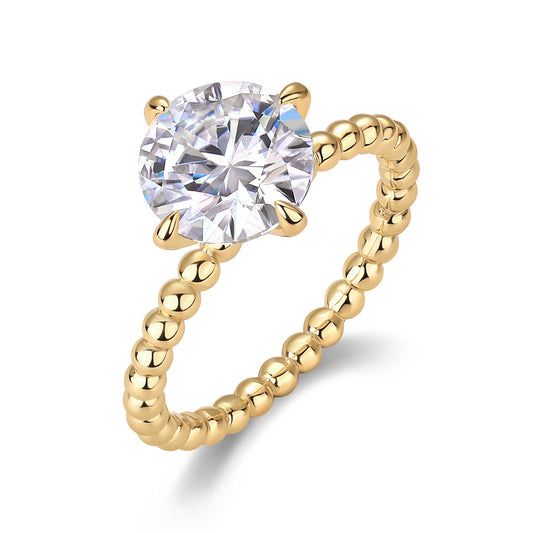 S925 sterling silver and gold-plated diamond ring