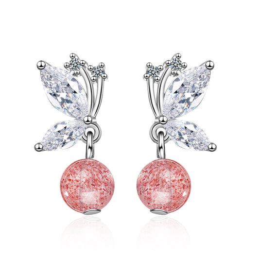 Women's crystal butterfly stud earrings for women