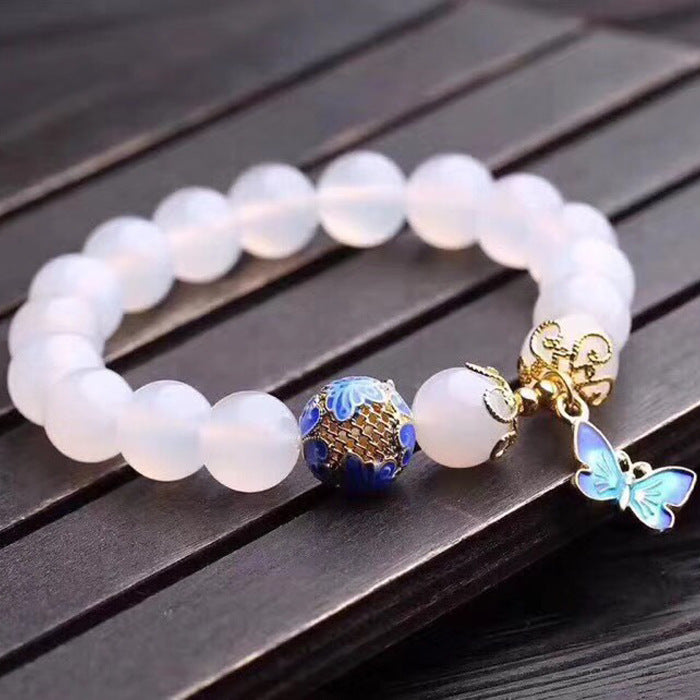 Natural white agate bracelet