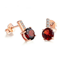 Load image into Gallery viewer, Round Garnet Natural Gem Earrings
