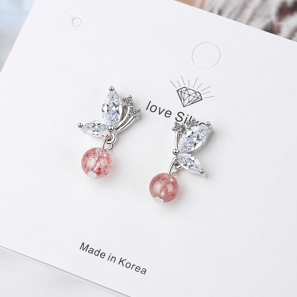 Women's crystal butterfly stud earrings for women