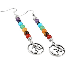 Load image into Gallery viewer, Tree of life alloy  base earrings with natural stones

